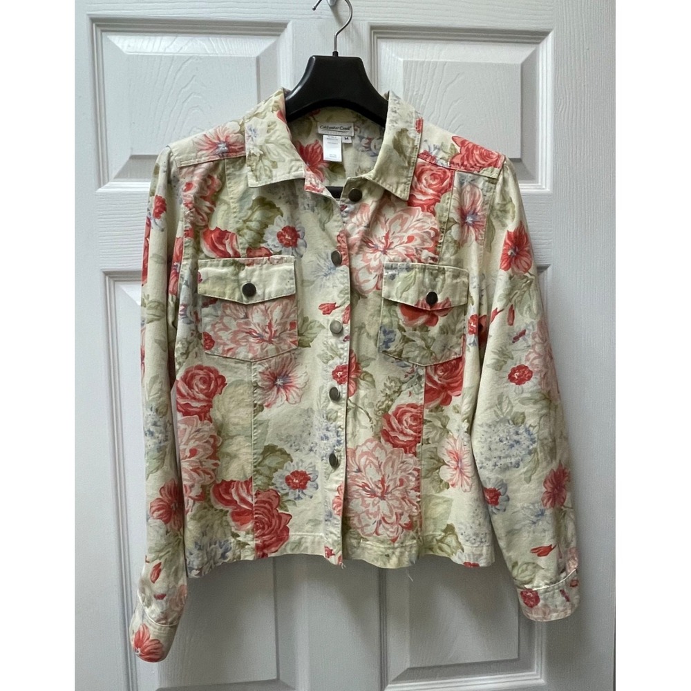 Vintage Coldwater Creek Med Floral Tapestry Jacket Cottagecore Cropped Boho 90's - Picture 2 of 13